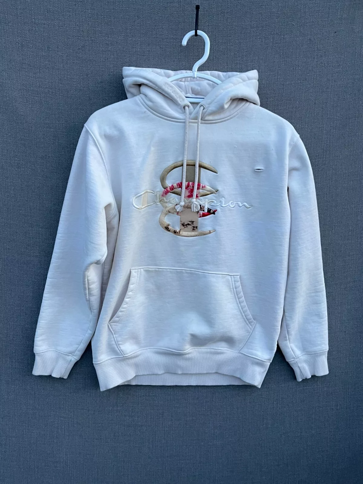 Sweat à capuche homme Supreme Champion blanc moyen empilé C