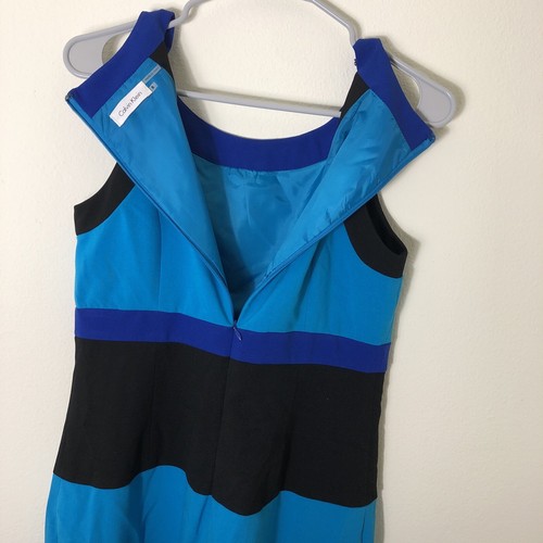 Calvin Klein Scuba Sheath Dress Womens Size 8 Sleeveless Bodycon Color Block - Picture 4 of 6