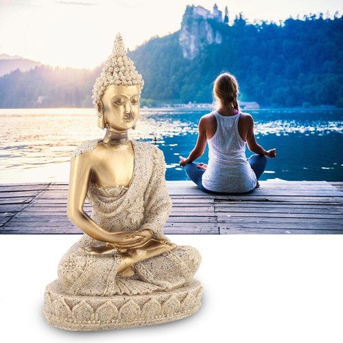 Large Sitting Buddha Garden Outdoor Indoor Carving Statue Gold Ornament Decor - Picture 12 of 16