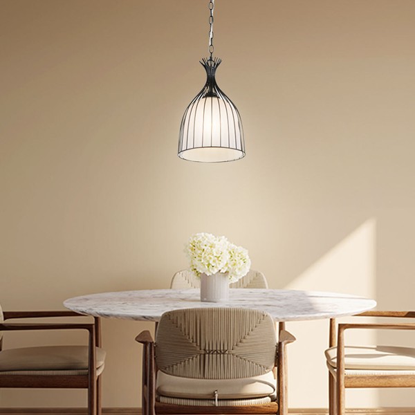 Glas Pendel Decken Leuchte Wohn Ess Zimmer Retro KäFig Design Flur HäNge Lampe-image