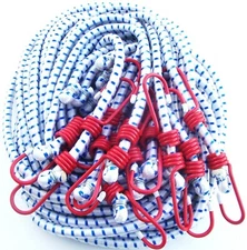 BUNGEE CORD HEAVY DUTY (12) 48" INCH (4 FT.)  RED HOOK TIE DOWN STRAP 12 PC.