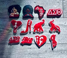 Delta Sorority Red & White Silicone Flatback Patches / D9Greek DIY Charms