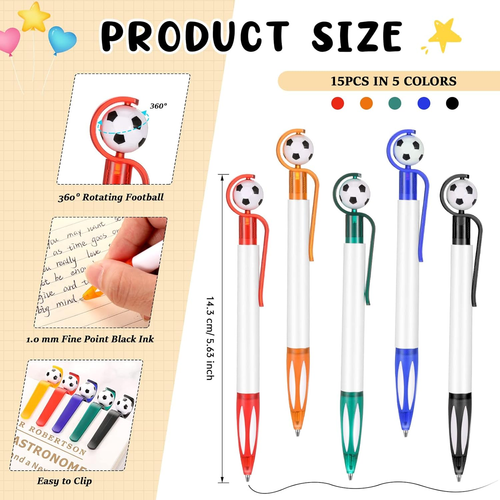30 Pcs Sport Theme Party Favors Set, 15 Pcs Soccer Pens 15 Pcs Soccer Theme Brac - Picture 2 of 14