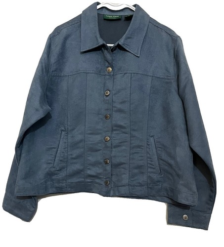 Lemon Grass Blue & Gray Animal Print Zip Jacket / Shirt Size