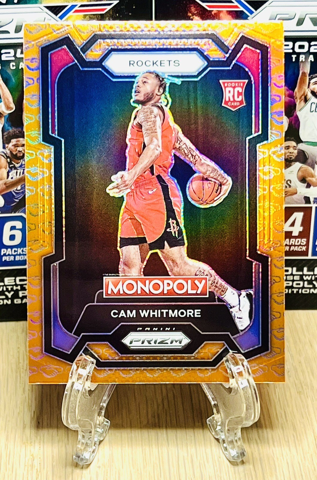 2023-24 Panini Prizm Monopoly Cam Whitmore Rookie RC Orange Handshake 🤝 SSP HOU