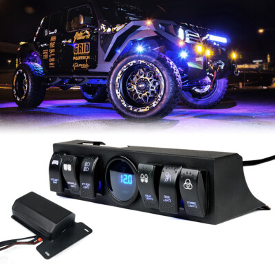 Xprite 6 Gang Rocker Switch Panel Rock Lights Control for 09-18 Jeep Wrangler JK