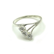 Sterling Silver Ring Stamped Genuine Solid 925 With 3 Cubic Zirconia Empress