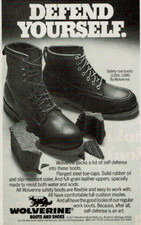 1977 Vintage Print Ad Defend Yourself Wolverine Boots And Shoes Safety-Toe