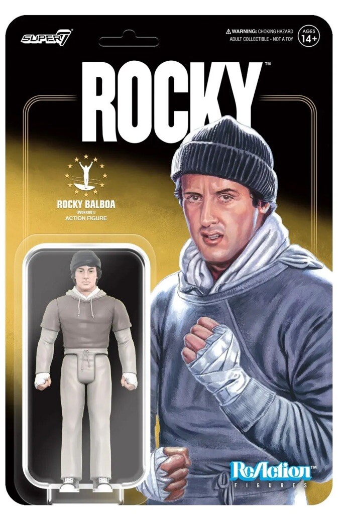ROCKY WORKOUT SYLVESTER STALLONE SUPER7 REACTION FIGURE 3.75