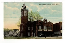Postcard Central Fire Station Flint Michigan