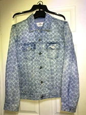 COACH Signature LOGO DENIM JACKET Jean Coat LARGE L Men UNISEX Women INDIGO BLUE
