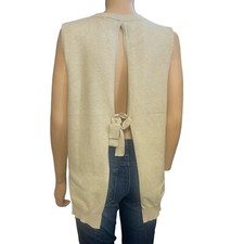 Maeve Tied Back Sweater Vest One Size Beige Minimalist Preppy Crew Neck Layering