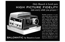 1959 Vtg Print Ad Balomatic Slide Projector Bausch Lomb High Picture Fidelity