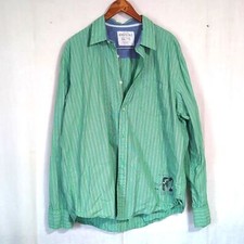 Aeropostale Green Striped Long Sleeve Button Up Embroidered Front Size XXL