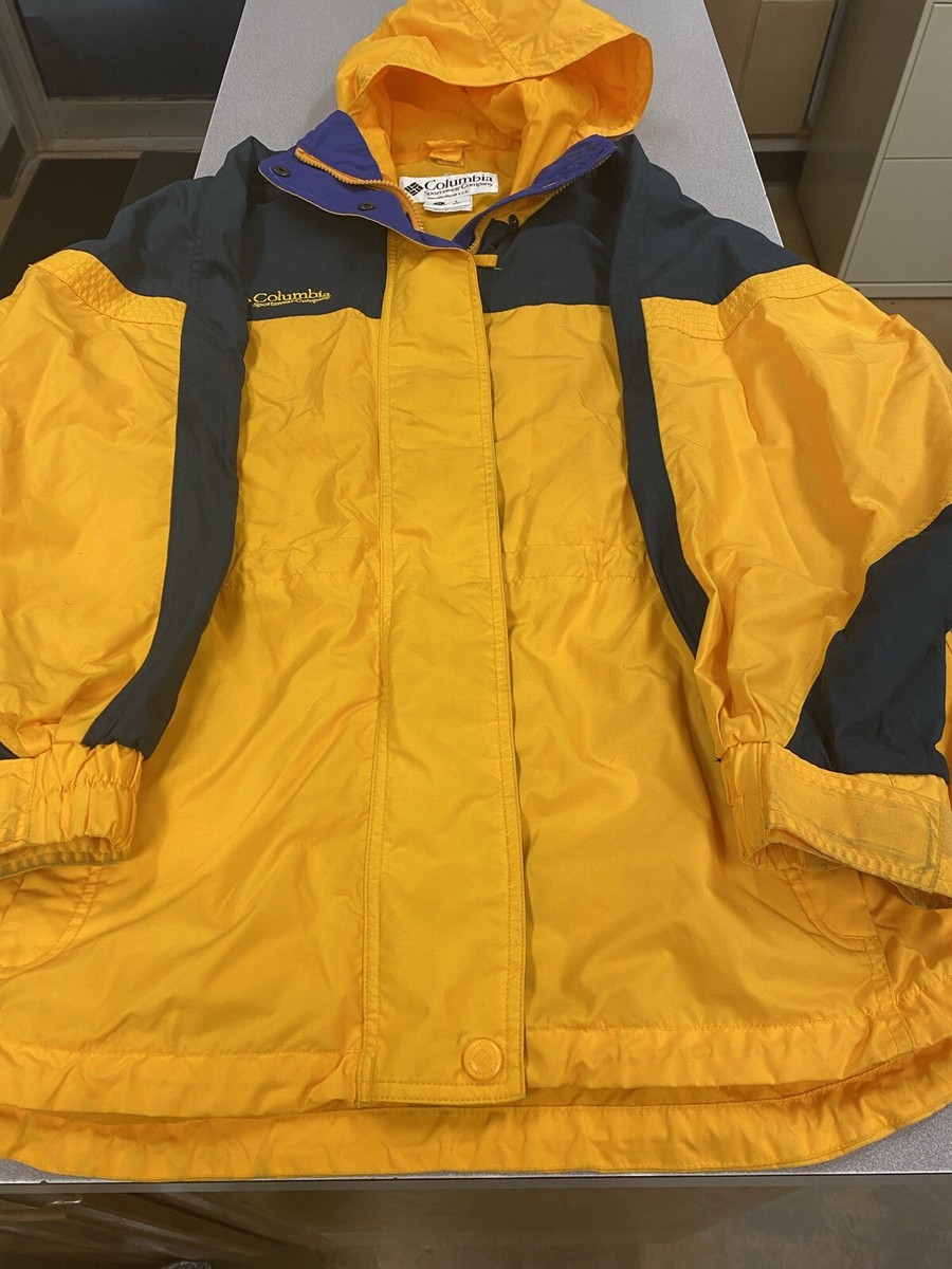 Vintage 90's Women's Columbia Sports Jacket Yellow, Navy, and