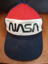 NASA Trucker Snapback Cap Blue Red Grey Worm LOGO Youth Size Hat