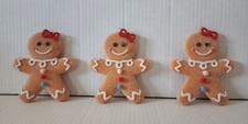 GINGERBREAD GLITTERED CHRISTMAS TREE ORNAMENTS SET OF 3