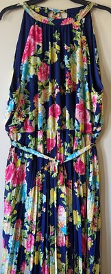 Emma & Michele Women's Blue Flowers Maxi Dress Size 3X New | eBay