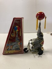 Vtg Schylling Collector Series Elephant on Bike Mechanical Tin Toy w/box 2000s