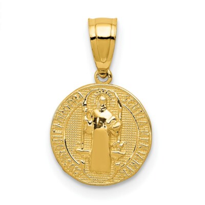 14k Gelbgold San Benito 2-seitig rund klein Charm Anhänger 0,39 Zoll