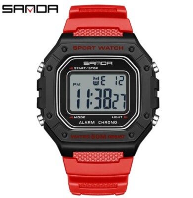 *  SANDA Armbanduhr Damen Herren Sport Watch Digital Fitness Wasserdicht 5ATM 