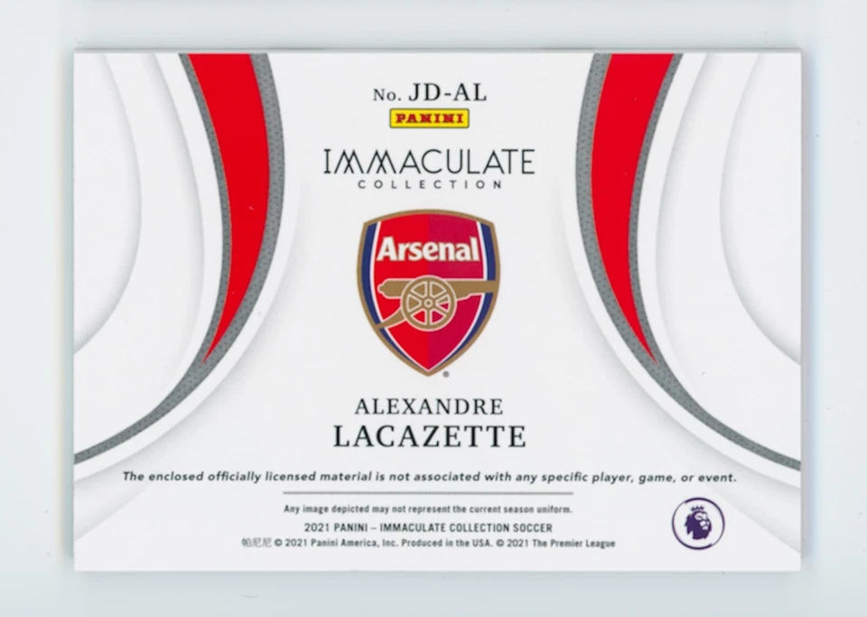 2021 Alexandre Lacazette Panini Immaculate Gold Arsenal Jersey Patch Card 8/10 - Image 2 of 3
