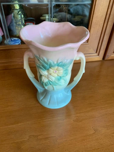Vintage Hull USA Pottery 5.5" Floral Vase Matte Pastels Double Handle Mint Cond
