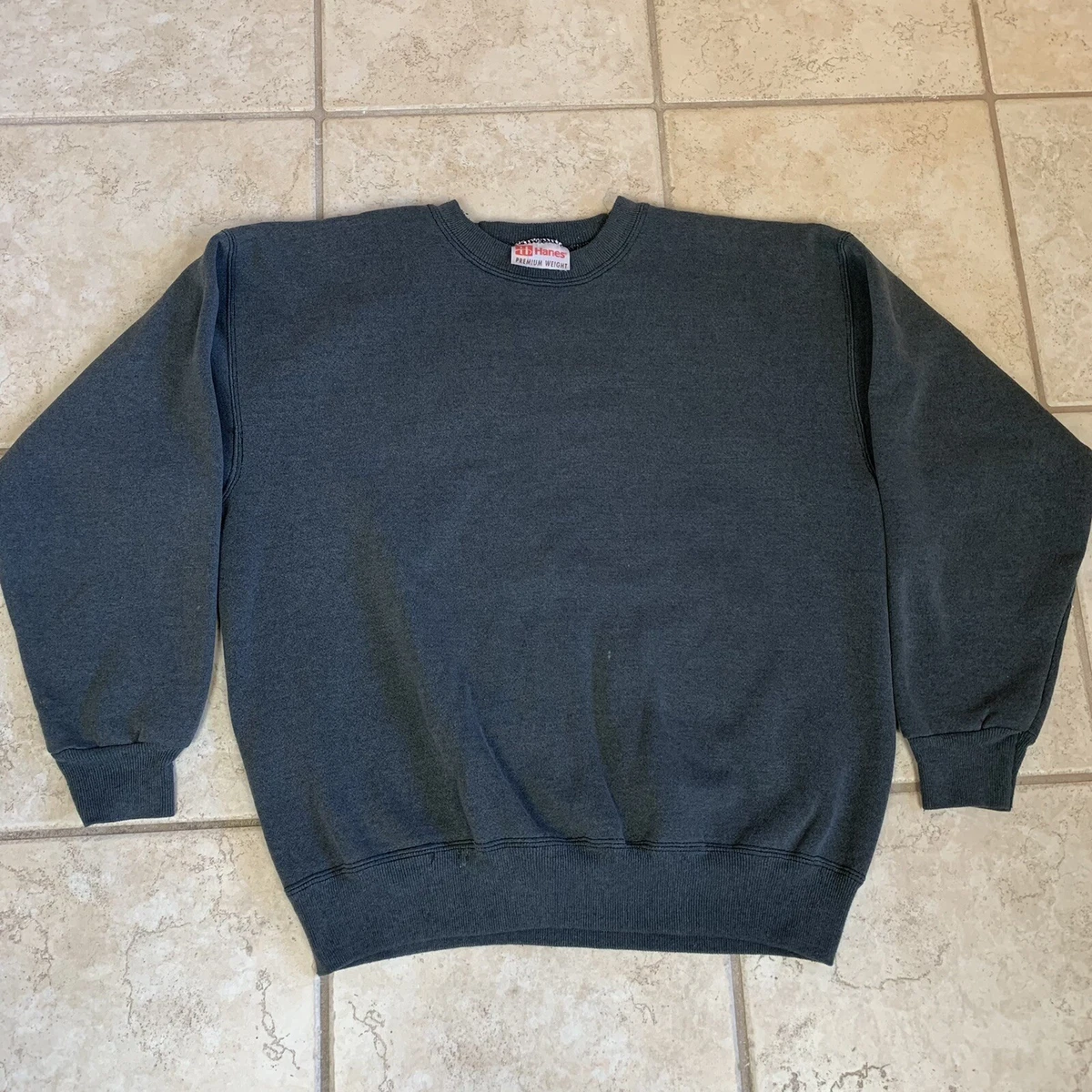 Vintage 90s Hanes Premium Weight Crewneck Sweatshirt Faded Black Mens Size  Large | eBay