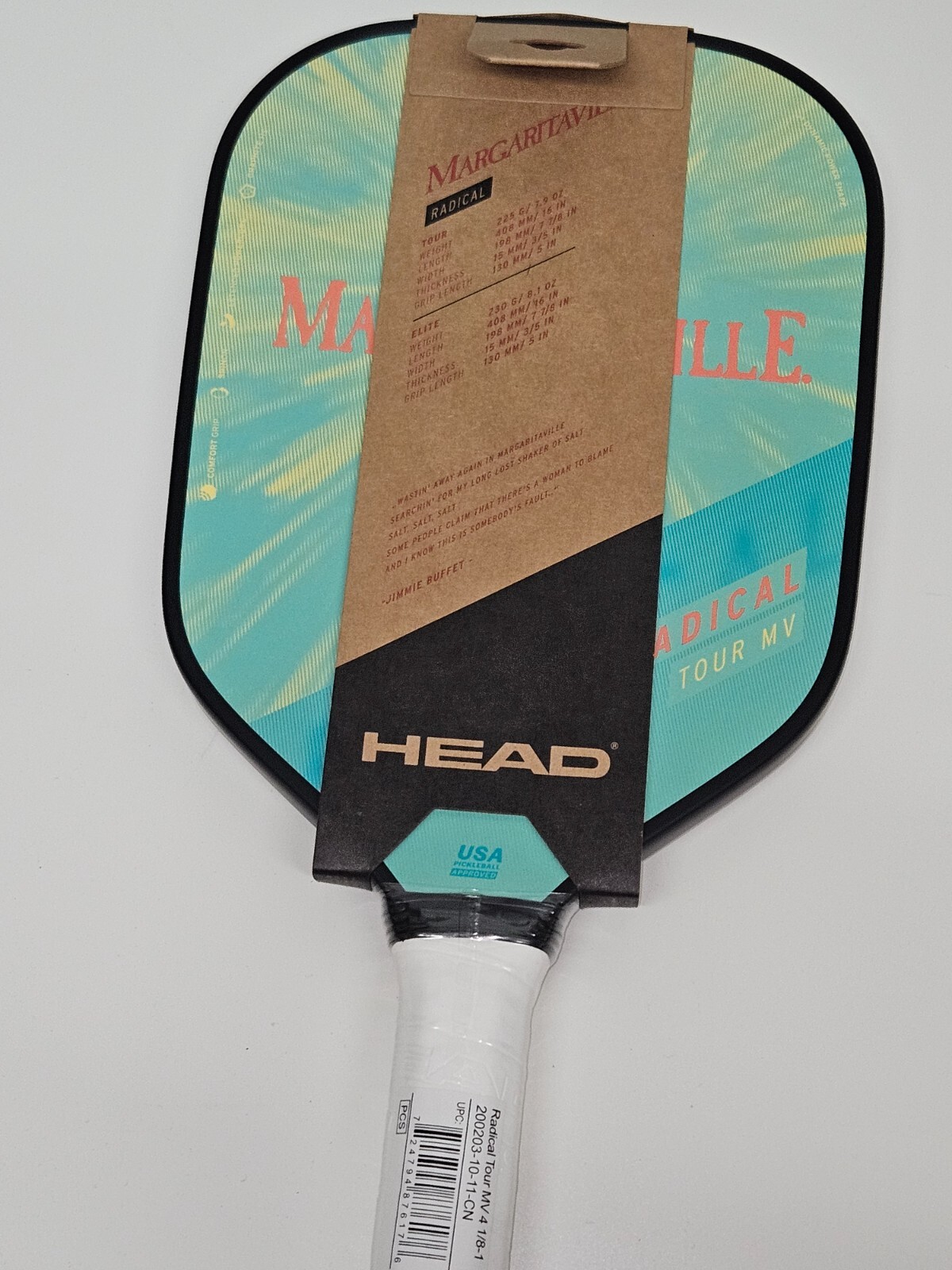 HEAD Pickleball Paddle Margaritaville 2024 Radical Tour MV Carbon 4 1/8