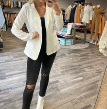 Lush Long Sleeve Blazer In Off White - Size S