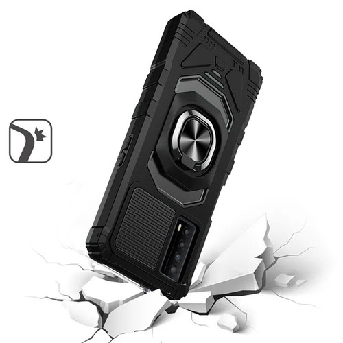 Estuche resistente a prueba de golpes con soporte de anillo magnético híbrido para TCL Stylus 5G + vidrio templado - Imagen 7 de 19