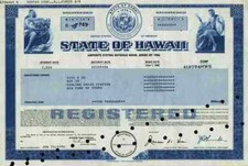 State of Hawaii Bond 1986 Honolulu County Pearl Harbor Hilo Kailua-Kona Kaneohe