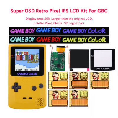 V4Pro OSD RETRO PIXEL Backlight IPS LCD Kit For GameBoy Color GBC W/Pre-cut case