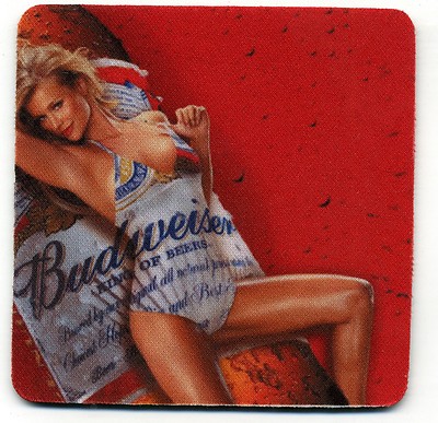 Sexy Budweiser Beer Coaster - Hot Blonde Girl Image - 