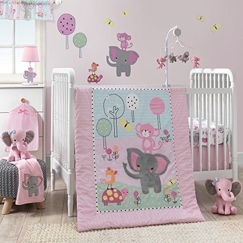 Baby Girl Mobile Crib Toy Monkey Elephant Jungle Pink Gray Nursery