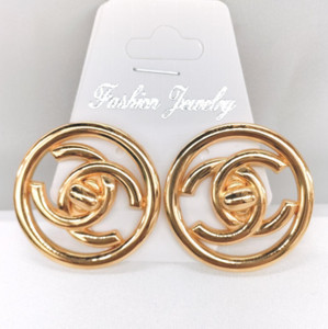 Authentic CHANEL Vintage Coco CC Logo Turn Lock Round Gold Plated Clip On Earrings 97P