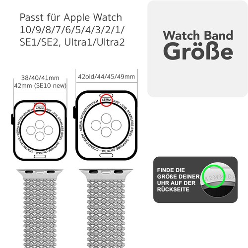 Correa de malla de acero inoxidable para Apple Watch Ultra SE 10 9 8 7 6 5 4 3 2 1, 42-49mm - Imagen 3 de 8