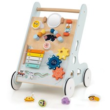 Wooden Baby Walker Push and Pull Learning Activity Center with Wheels Push Toy