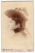 Victorian Woman : Large Hat :Sprotte Late with Mora Newark NJ Cabinet Card c1890