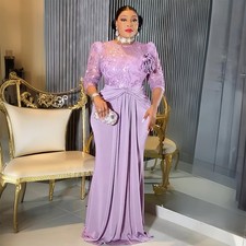 Plus Size Lace Maxi Dress African Women Bodycon Kaftan Sequins Dashiki Cocktail