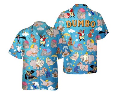 Disney Dumbo The Flying Elephant Summer Trip Blue Hawaiian Shirt