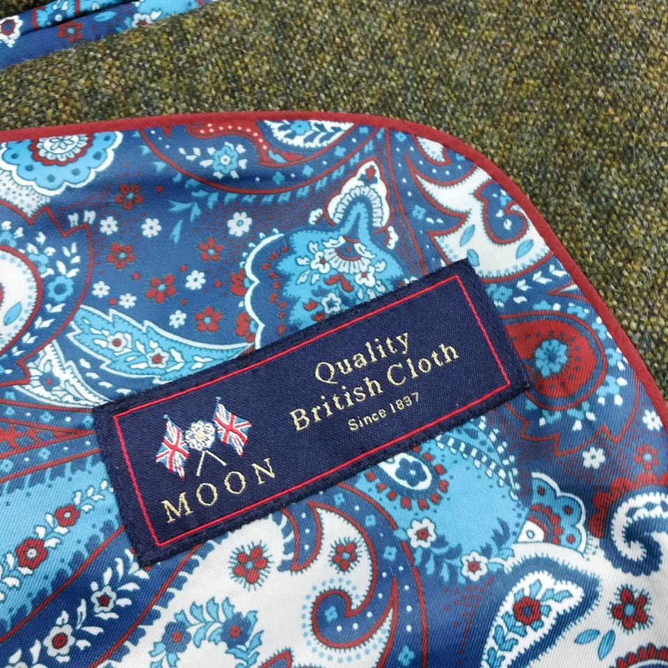 Joseph Turner Yorkshire Gilet Waistcoat Moon Tweed Wool Green Sz 46 - Image 4 of 4