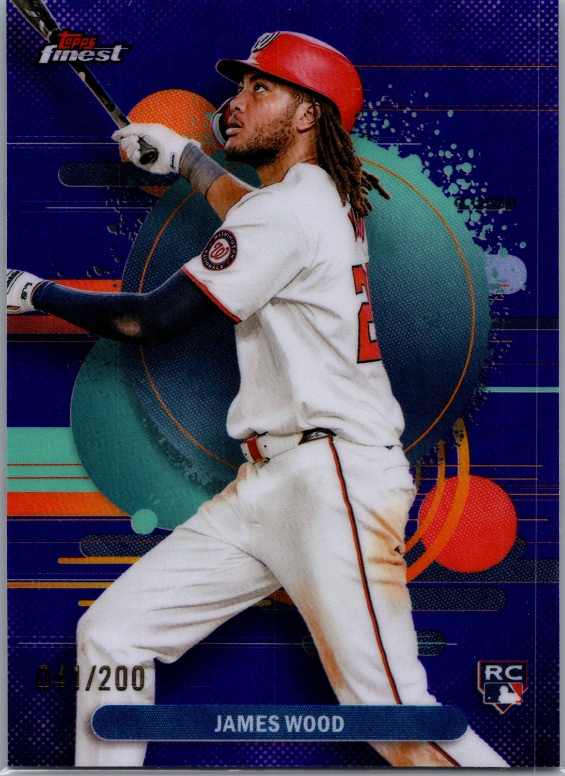 2025 Topps Finest - Uncommon James Wood #200 Purple Refractor /200 (RC)