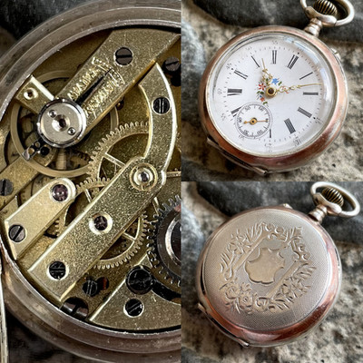   Antique Perret & Fils BRENETS [ Silver 84 / 0,875 ]  pocket watch 10 Jewels