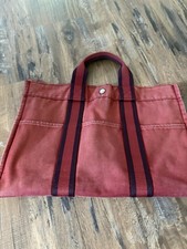 Hermes Fourre Tout Tote Canvas Red Tote Bag