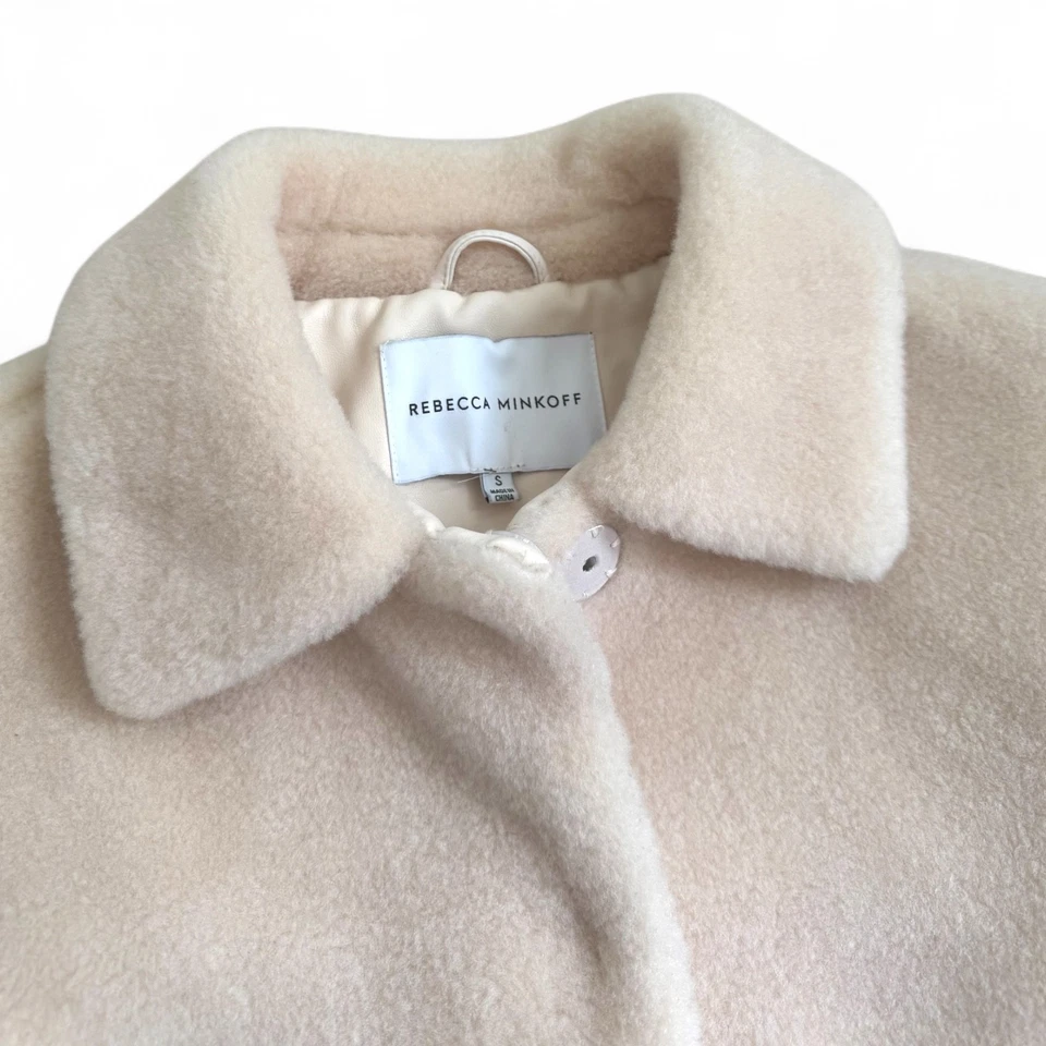 Rebecca Minkoff Beige Wool Blend Coat Women’s Size S Button Front Lined Jacket - Image 2 of 4
