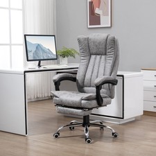 Fauteuil de Bureau Fauteuil de Massage Vibrant Fauteuil Inclinable en Microfibre avec Repose-Pieds, Gris