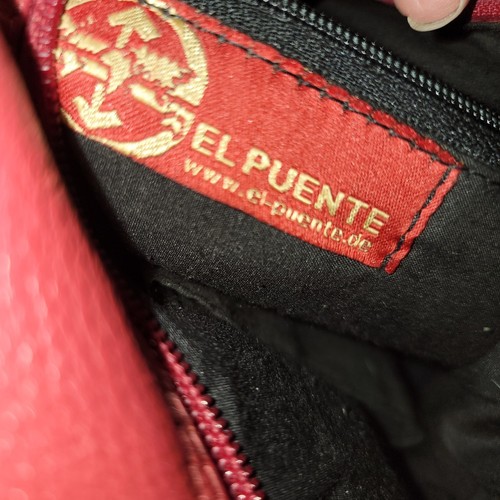 El Puente Backpack/Purse/Sling Bag Deep Red Leather Medium Rare Unusual Shape - Picture 11 of 11