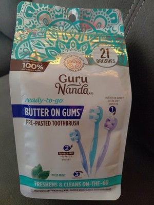 GuruNanda Ready-to-Go Pre-Pasted Toothbrushes Wild Mint 21 Brushes