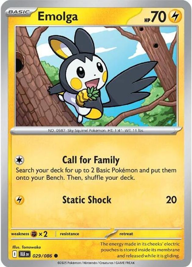 Pokemon Emolga (29/326) Black Bolt NM REVERSE HOLO